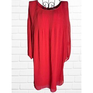 Max Studio Women's Medium Dress Long Sleeve‎ Red Tie Back Holiday Christmas
